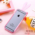 Cute Transparent Rabbit Covers Ears Silicone Cases for iPhone 6 4.7 - Pink