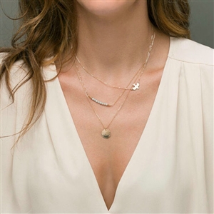 Fashion Women Multi layer Beaded Metal Sequins Peace Dove Gold-plated Necklace Clavicle Chain