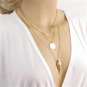Retro Fashion Women Multi layer Gold-plated Metal Arrow Sequins Hollow Butterfly Necklace Clavicle Chain