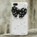 Bling Bowknot Rhinestone Crystal Cases Pearls Covers for iPhone 6S Plus - Black