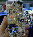 Bling S-warovski crystal cases Flowers diamond cover for iPhone 6S Plus - Navy blue