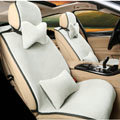 Calssic Luxury Genuine Wool Auto Cushion Women Universal Car Seat Covers 15pcs Sets - White