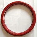 Calssic Women Crocodile Genuine Leather Car Steering Wheel Covers 15 inch 38CM - Red