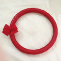 Cute Women Bowknot PU Leather Grip Car Steering Wheel Covers 15 inch 38CM - Red