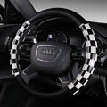 Discount Classic Plaids PU Leather Car Steering Wheel Covers 15 inch 38CM - Black White