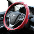 Fashion Camo Cloth With Leather Auto Grip Steering Wheel Covers 15 inch 38CM - Red