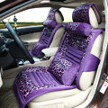 Fashion Leopard Print Female Universal Car Seat Cushion PU Leather Flocking 10pcs Set - Purple