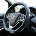 Fashion Man Camo Cloth Leather Grip Steering Wheel Covers 15 inch 38CM - Dark Blue