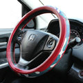 Fashion Man Camo Cloth Leather Grip Steering Wheel Covers 15 inch 38CM - Red Blue
