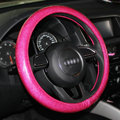 Fashion Women Glitter PU Leather Car Steering Wheel Covers 15 inch 38CM - Rose