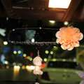 Flower Diamond Genuine Sheepskin Car Rearview Mirror Elastic Covers Decoration - Champagne