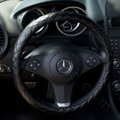 General Genuine Sheepskin Leather Grip Auto Steering Wheel Covers 15 inch 38CM - Black