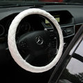 General Genuine Sheepskin Leather Grip Auto Steering Wheel Covers 15 inch 38CM - White