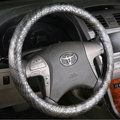 High Quality Snake Grain PU Leather Car Steering Wheel Covers 15 inch 38CM - Gray