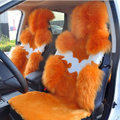 High Quality Wool Auto Cushion Universal Genuine Sheepskin Car Seat Covers 4pcs Sets - Orange