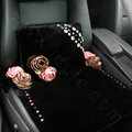 High grade Crystal Pearl Rose Genuine Wool Auto Lumbar Pillow Back Support Cushion 1pcs - Black