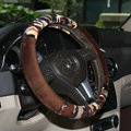 Hot sales Man Winter Plush Camo Car Steering Wheel Covers 15 inch 38CM - Brown