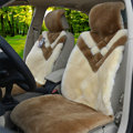 Hot sales Whole Fur Wool Auto Cushion Universal Genuine Sheepskin Car Seat Covers 6pcs Sets - Camel