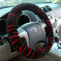 Luxury Fashion Zebra Winter Plush Car Steering Wheel Covers 15 inch 38CM - Black