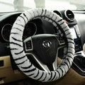Luxury Fashion Zebra Winter Plush Car Steering Wheel Covers 15 inch 38CM - Grey