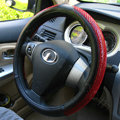 Luxury General Car Steering Wheel Covers Genuine Leather Snake Skin 15 inch 38CM - Red