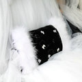 Luxury Genuine Wool With Fox Fur Car Lumbar Pillow Back Support Cushion 1pcs - Black