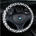 Luxury Milk Cow Spots PVC Leather Car Steering Wheel Covers 15 inch 38CM - Black White
