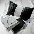 Luxury Rhombus Sheepskin Leather Car Headrest Supplies Neck Safety Pillow 1pcs - Black White