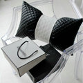 Luxury Rhombus Sheepskin Leather Car Lumbar Pillow Auto Back Support Cushion 1pcs - Black White