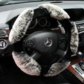 Luxury Winter Genuine Wool With Rabbit Fur Auto Steering Wheel Covers 15 inch 38CM - Gray