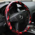 New Female Camo PU Leather Vehicle Steering Wheel Covers 15 inch 38CM - Red