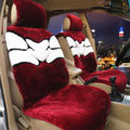New Flower Design Short Plush Auto Cushion Universal Car Seat Covers For Women 5pcs Sets - Red
