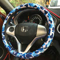 New Man Winter Plush Camo Car Steering Wheel Covers 15 inch 38CM - Blue