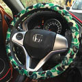 New Man Winter Plush Camo Car Steering Wheel Covers 15 inch 38CM - Green