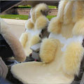 New Style Wool Auto Cushion Universal Genuine Sheepskin Car Seat Covers 4pcs Sets - Beige
