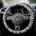 Personality Zebra Print PU Leather Car Steering Wheel Covers 14 inch 36CM - White Black