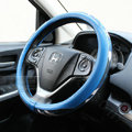 Popular Camo Cloth With Leather Auto Grip Steering Wheel Covers 15 inch 38CM - Blue