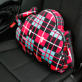Popular Lattice Cloud Short Plush Car Support Lumbar Pillow Interior Decorate 1pcs - Red