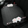 Romantic Powder Crystal Flower Universal Car Seat Cushion Genuine Sheepskin Pad 1pcs - Black