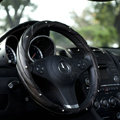 Top grade Man Diamond Grip Auto Steering Wheel Covers Genuine Cowhide 15 inch 38CM - Black