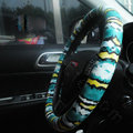 Unique Pattern Snake Print PU Leather Car Steering Wheel Covers 15 inch 38CM - Blue