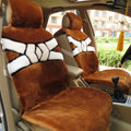 Winter General Short Plush Auto Cushion Personality Pattern Car Seat Covers 5pcs Sets - Brown