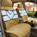 Winter General Short Plush Auto Cushion Personality Pattern Car Seat Covers 5pcs Sets - Camel