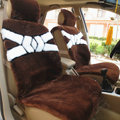 Winter General Short Plush Auto Cushion Personality Pattern Car Seat Covers 5pcs Sets - Coffee