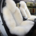 Winter Long Wool Auto Cushion Universal Genuine Sheepskin Car Seat Covers 4pcs Sets - White