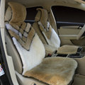 Winter Whole Wool Auto Cushion Universal Genuine Sheepskin Car Seat Covers 6pcs Sets - Natural yellow