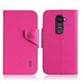 IMAK Cross Flip Leather Cases Book Holster Folder Covers for LG Optimus G2 D801 LS980 - Rose