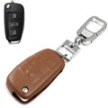 Clasic Genuine Leather Crocodile Grain Auto Key Bags Fold for Audi Q3 - Brown
