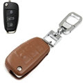 Clasic Genuine Leather Crocodile Grain Auto Key Bags Fold for Audi Q5 - Brown