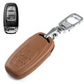Clasic Genuine Leather Crocodile Grain Auto Key Bags Smart for Audi A7 - Brown